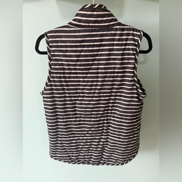 Mud Pie Women's Top Striped Zip Front Vest Closure Pockets Sleeveless Medium - Picture 6 of 7